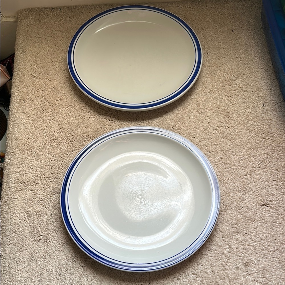 COPY - Pottery Barn Set of Two White Bistro 10.5” Dinner Stoneware Plates with …